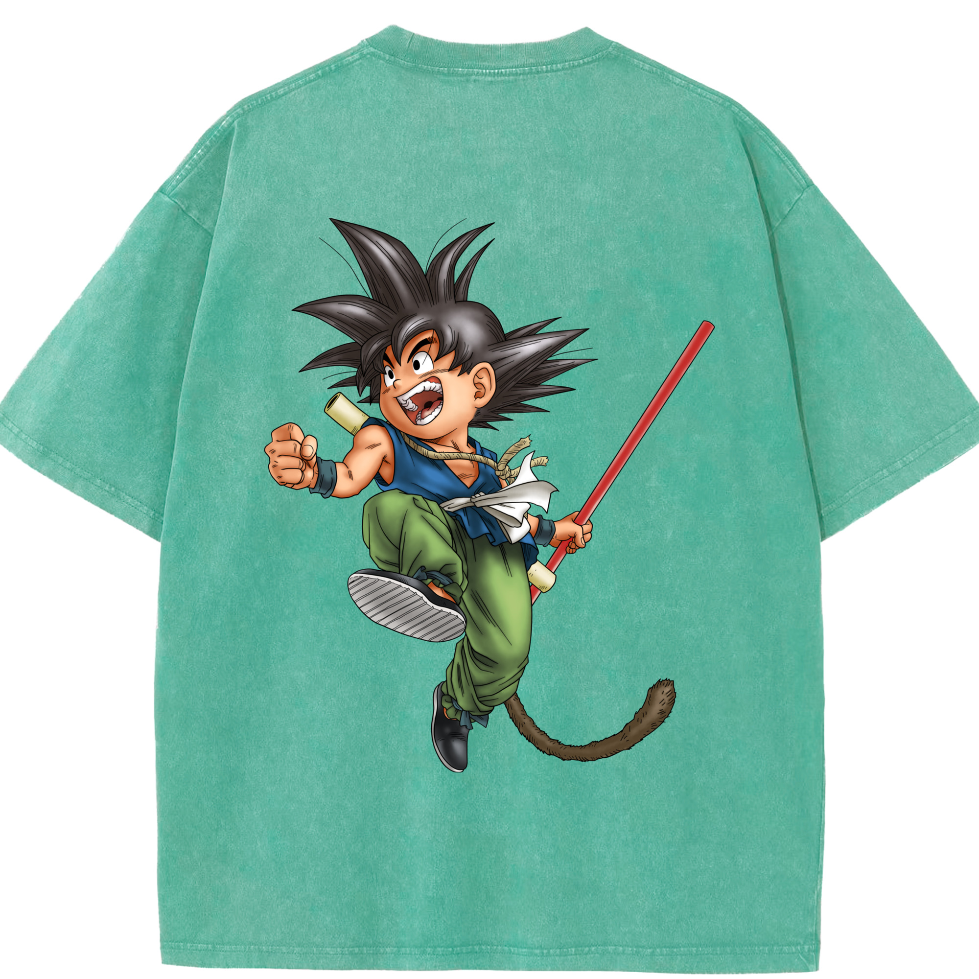 （画像用） ドラゴンボール 孫悟空（そん ごくう）Son Goku カカロット DRAGON BALL Kakarotto 綿100% ヴィンテージ風 半袖Tシャツ（背面プリント）